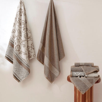 modern threads 6 piece bath towel set – shown in use
