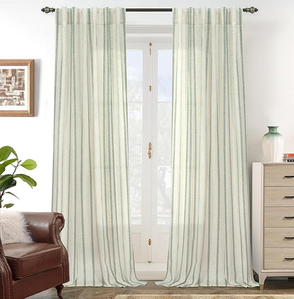 DriftAway Farmhouse Vertical Striped Linen Blend Textured Light Filtering Semi by DriftAway