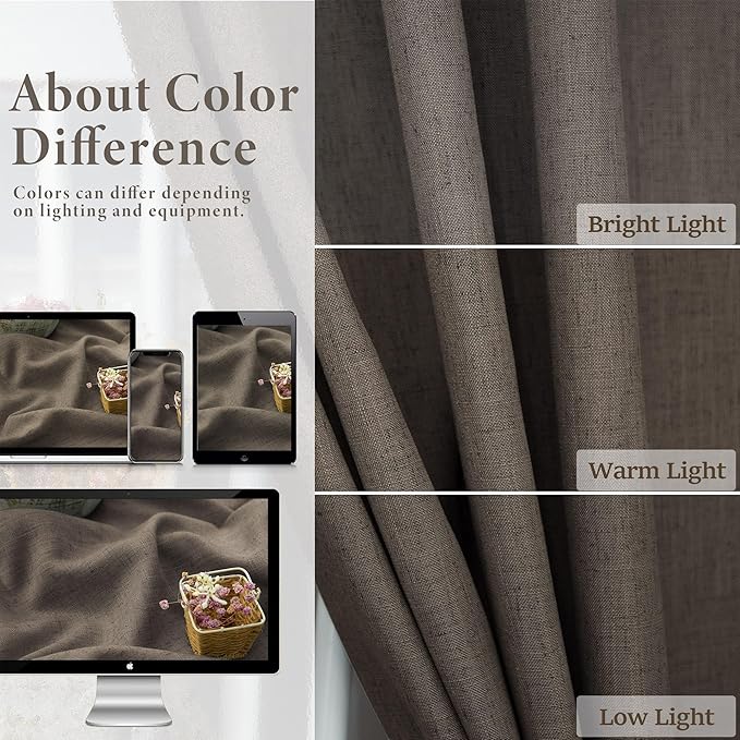 96 Inch Long Dark Brown Living Room Curtains - Image 3