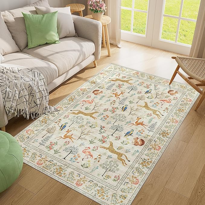 DUKINO 4x6 Rug, Washable Animal Area Rug - Image 6