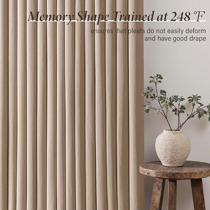 MIULEE Pinch Pleated Thick Linen Curtains 96 Inch 4 Panels Set Back Tab Memory - Image 4