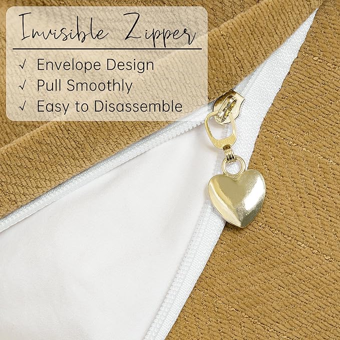 ZWJD Mustard Yellow Throw Pillow Covers 22x22 Set of 2 Chenille Pillow Covers - Image 3