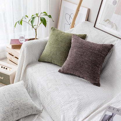 Home Brilliant Brown Throw Pillows Covers Sham Set of 2 Chenille Plush - Image 7