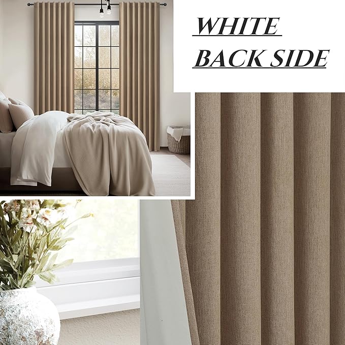 RustBrown Black Out 92 Inch Long Boho Curtains 2 Panel Set, Farmhouse Curtains - Image 7