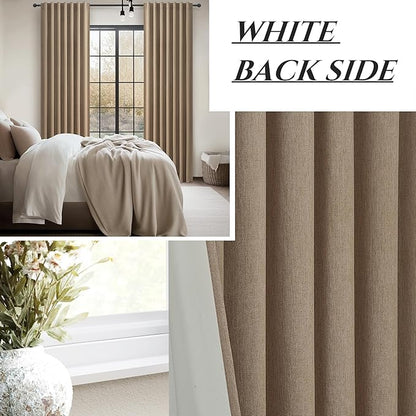 RustBrown Black Out 92 Inch Long Boho Curtains 2 Panel Set, Farmhouse Curtains - Image 7