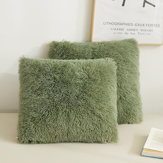XeGe Faux Fur Throw Pillow Covers, Luxury Fluffy Plush Pillow Shams, Shaggy by XeGe