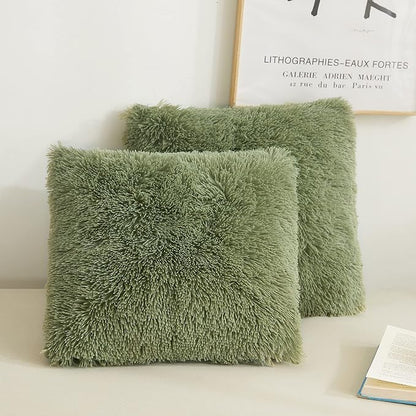 XeGe Faux Fur Throw Pillow Covers, Luxury Fluffy Plush Pillow Shams, Shaggy by XeGe