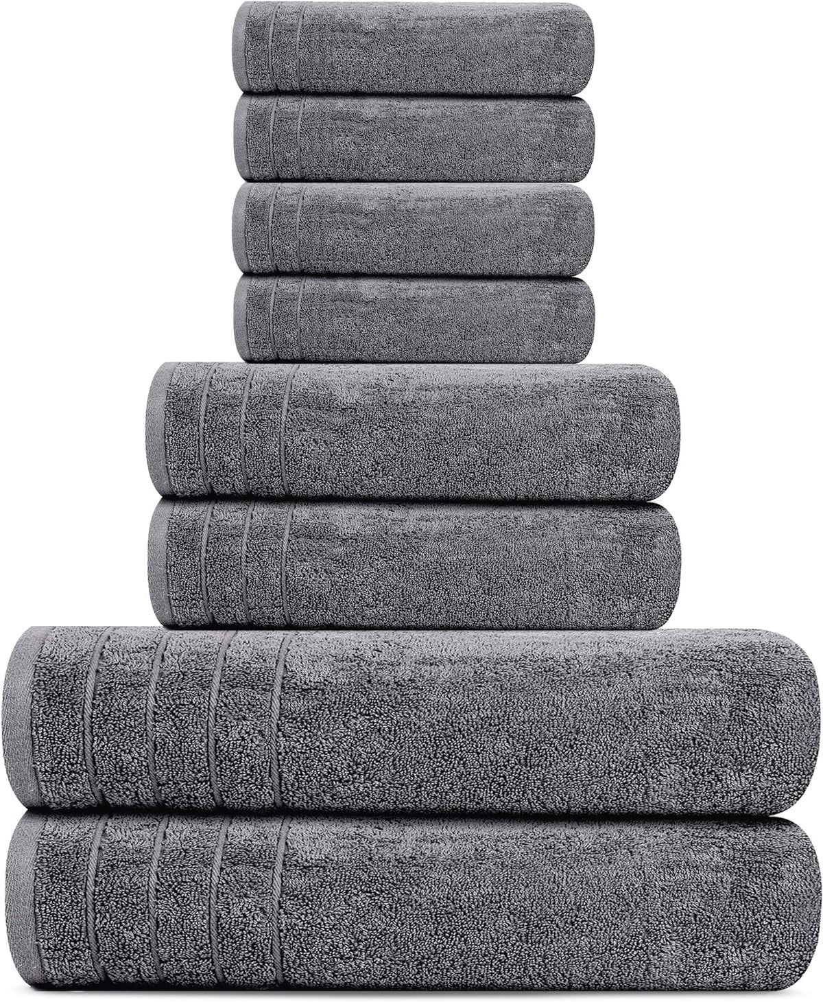 tens towels 8 piece towel set, 2 xl showing dimensions