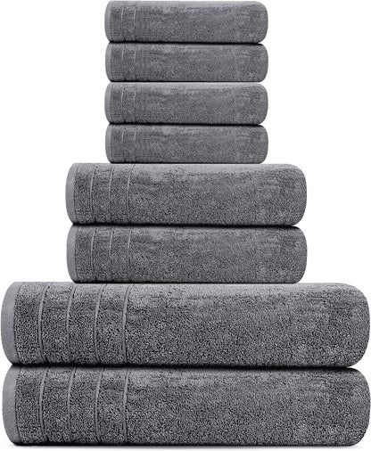 tens towels 8 piece towel set, 2 xl showing dimensions