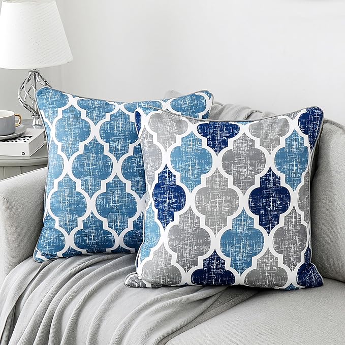 Beauoop Throw Pillowcover Soft Chenille Print Moroccan Geometric 2-Sided by Beauoop