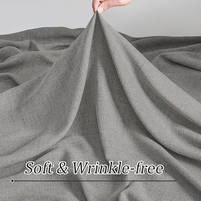 Grey Pinch Pleated Curtains 90 Inches Long 2 Panels, Soft Linen Textured Window - Image 6