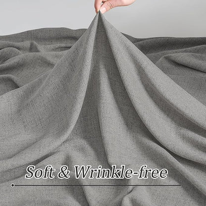 Grey Pinch Pleated Curtains 90 Inches Long 2 Panels, Soft Linen Textured Window - Image 6
