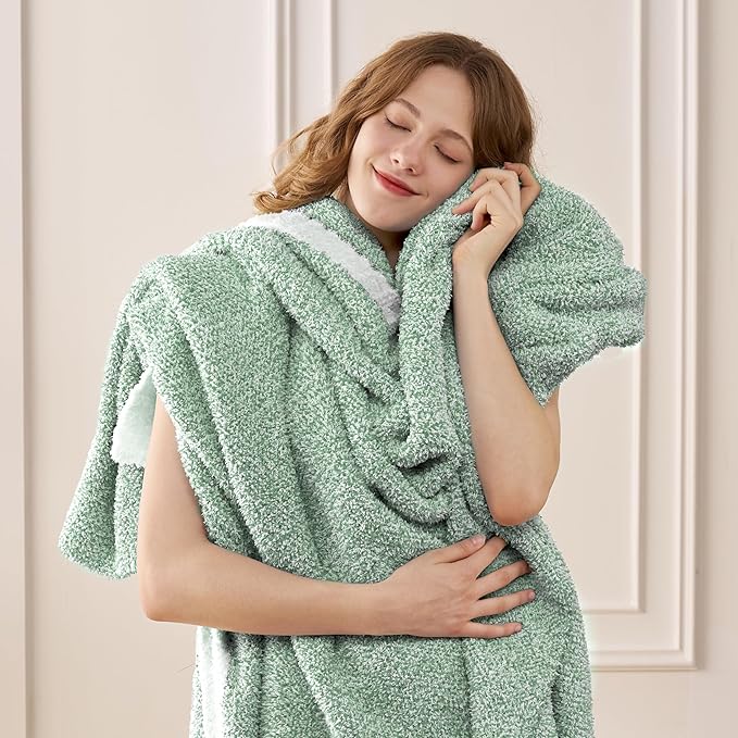 Joiedomi Throw Blanket for Couch Bed, Sage Green Knitted Blankets Gifts for - Image 2