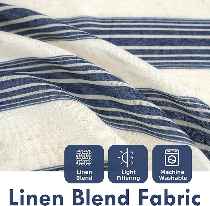 DriftAway Farmhouse Vertical Striped Linen Blend Textured Light Filtering Semi - Image 2
