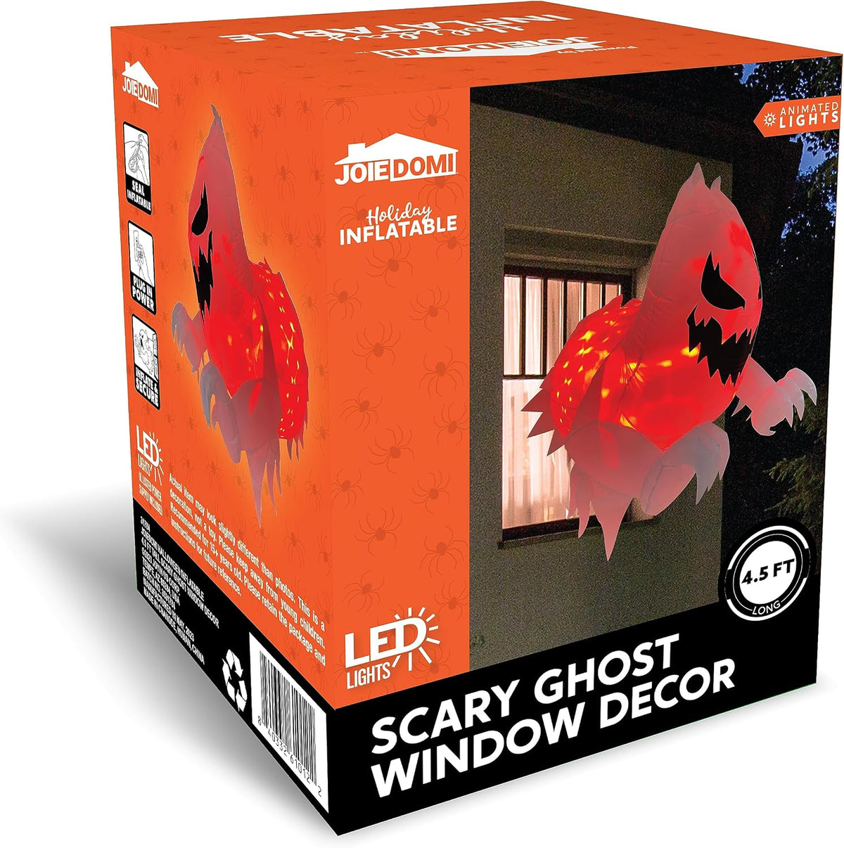 Joiedomi 4.5 FT Tall Halloween Inflatable Ghost Outdoor Decoration, Ghost Blow Up Yard Decorations with Rotating LED for Scary Halloween Decor, Window Decor