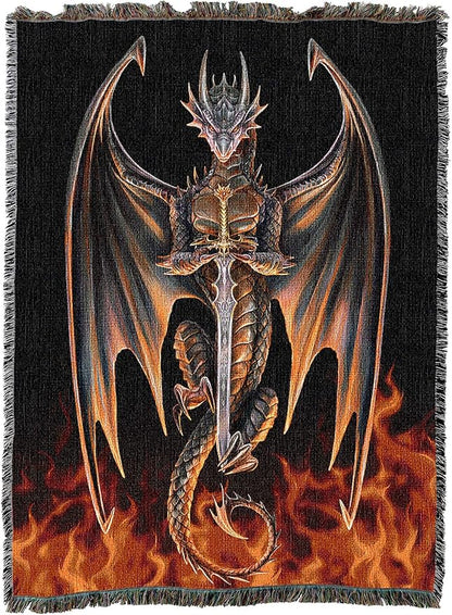 Pure Country Weavers Dragon Warrior Woven Blanket by Anne Stokes - Image 2