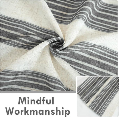 DriftAway Farmhouse Vertical Striped Linen Blend Textured Light Filtering Semi - Image 5