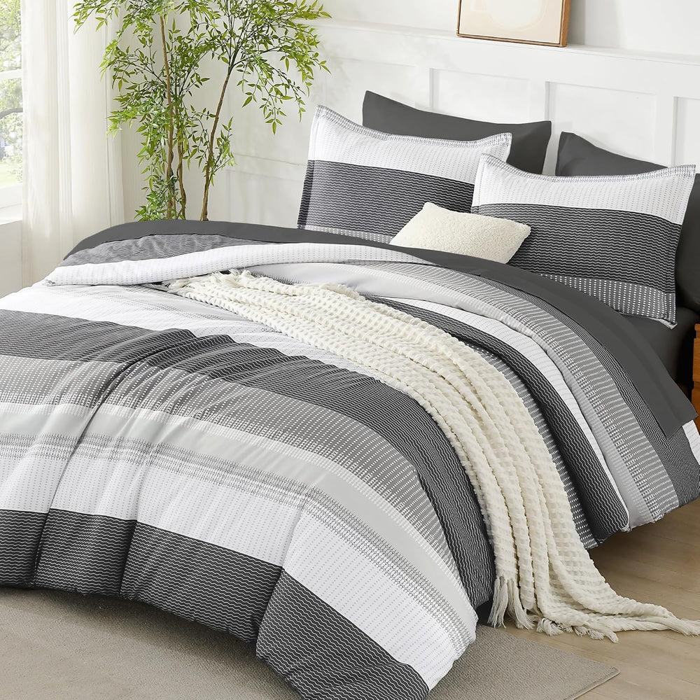 Andency Queen Comforter Set, Dark Grey, 7 Pieces