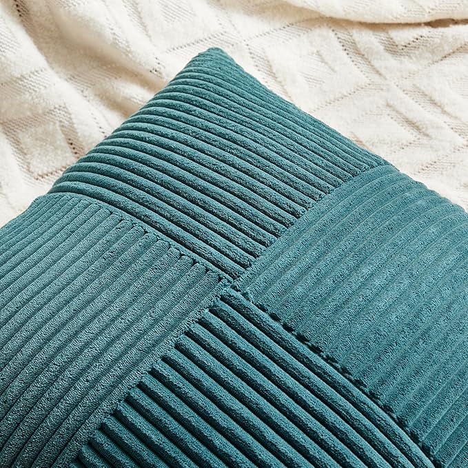 Fancy Homi 2 Packs Teal Decorative Throw Pillow Covers 16x16 Inch - Image 3