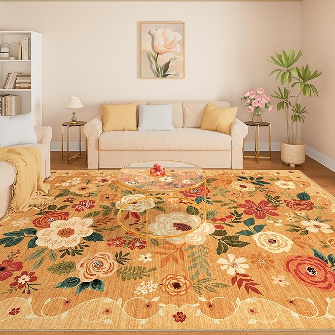 DUKINO 8x10 Area Rug, Floral Rugs by DUKINO