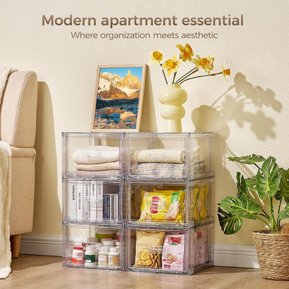 vtopmart 4 pack clear stackable closet storage drawers, side view