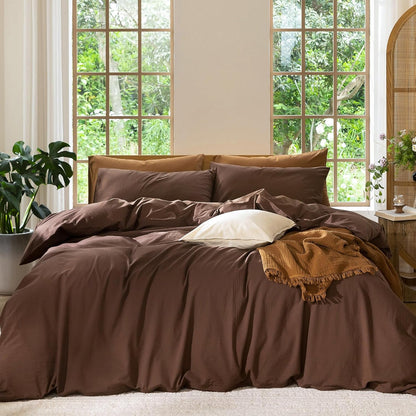 moomee duvet cover set 100% washed cotton linen, main product view