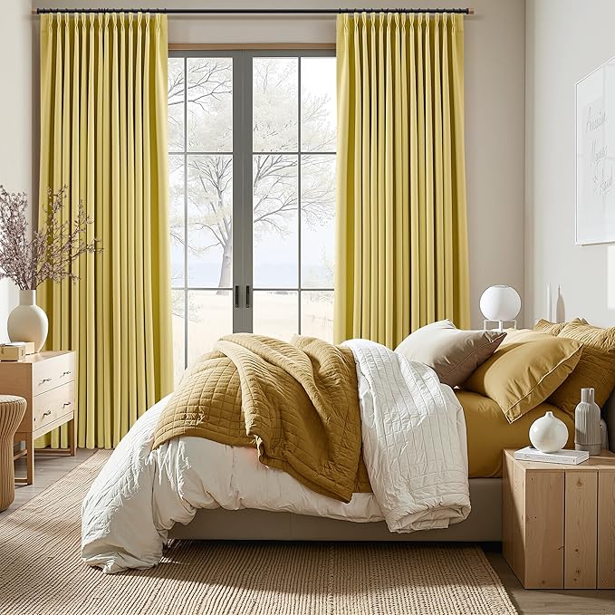 Pinch Pleated Linen 100% Blackout Curtains 108 Inch Long Floor to Ceiling - Image 9