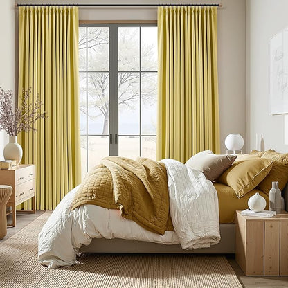 Pinch Pleated Linen 100% Blackout Curtains 108 Inch Long Floor to Ceiling - Image 9