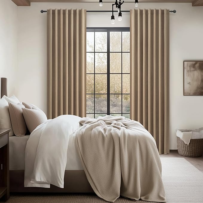 100% Blackout Curtains 86 Inch Length 2 Panels Set Farmhouse Style - Image 6