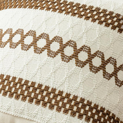 MIULEE Set of 2 Coco Brown Boho Decorative Pillow Covers 18x18 Inch Farmhouse - Image 4