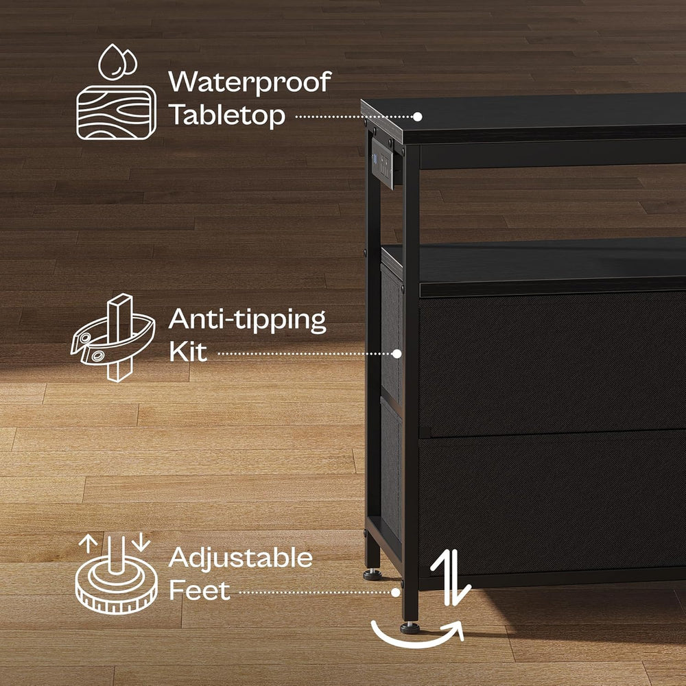 Huuger LED TV Stand for Bedroom, 47 Inch Dresser TV Stand for 43, 50, 55 Inch...