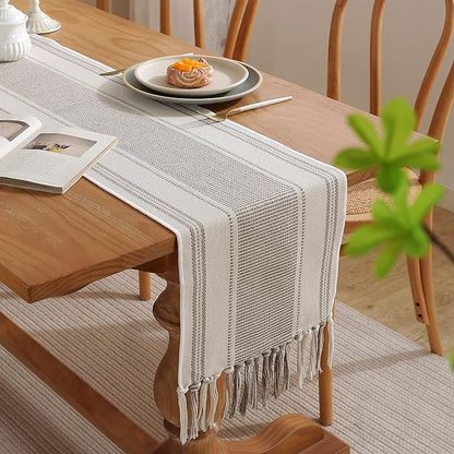 Caflife Boho Table Runner Natural Stripe - Image 3