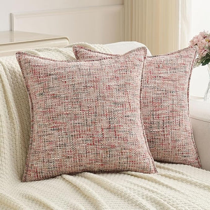 FUTEI Blush Decorative Throw Pillow Covers 22x22 Inch Set of 2, Soft Chenille by FUTEI