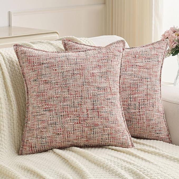 FUTEI Blush Decorative Throw Pillow Covers 24x24 Inch Set of 2, Soft Chenille by FUTEI