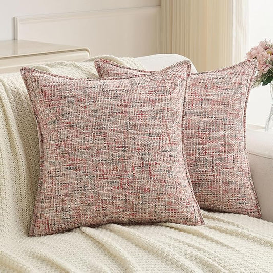 FUTEI Blush Decorative Throw Pillow Covers 16x16 Inch Set of 2, Soft Chenille by FUTEI