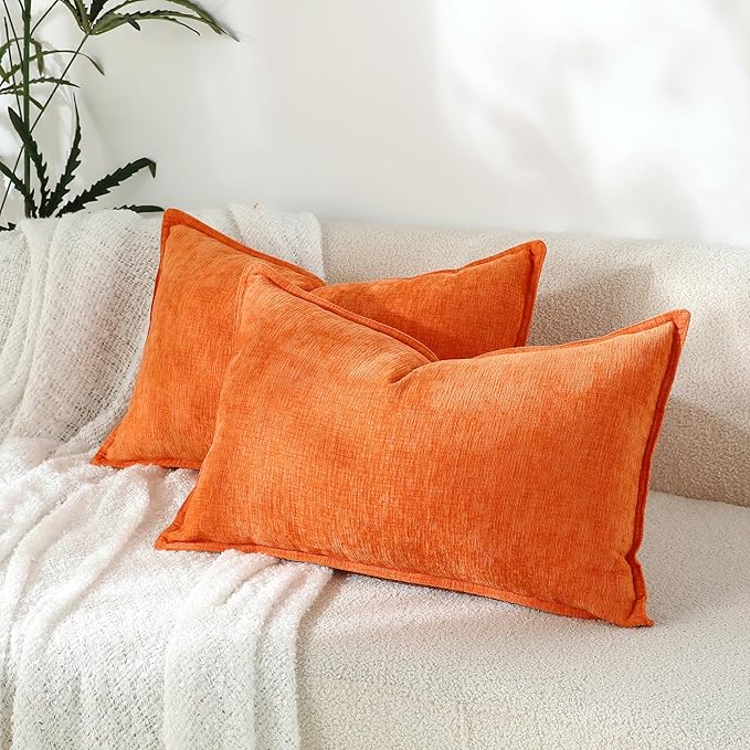 Stellhome Lumbar Chenille Throw Pillow Covers Set of 2 Super Soft Textured - Image 6
