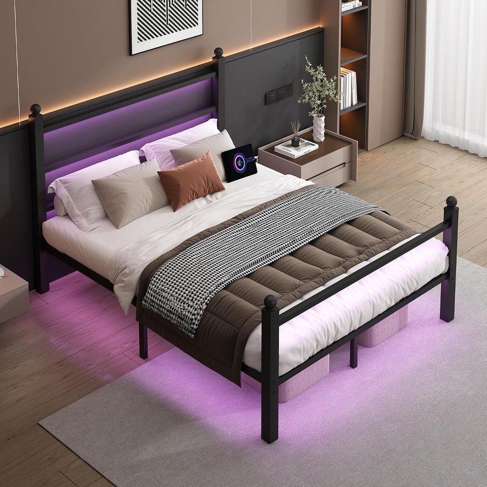 CLIBFENG Full Size Bed Frame with Headboard and Footboard,Steel Slats Support...