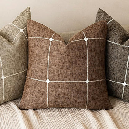Foindtower Pack of 2 Decorative Faux Linen Jacquard Check Throw Pillow Covers - Image 4