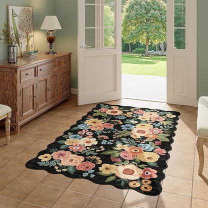 DUKINO 3x5 Area Rug, Floral Non-Slip Indoor Washable Rug - Image 7