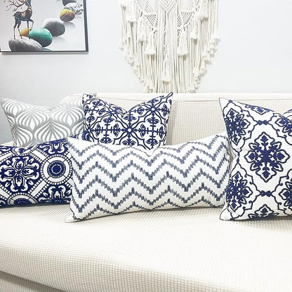 Slow Cow Throw Pillow Cover Navy Blue Embroidery Canvas Throw Pillow Cover - Image 7