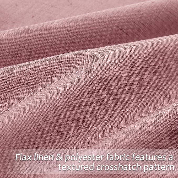Blush Pink 100% Blackout Pinch Pleated Linen Curtains 96 Inches Long - Image 4