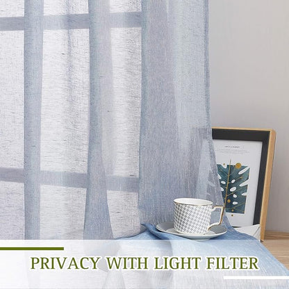 NICETOWN Linen Sheer Kitchen Short Curtains 48 inch Length 2 Panels, Grommet - Image 5