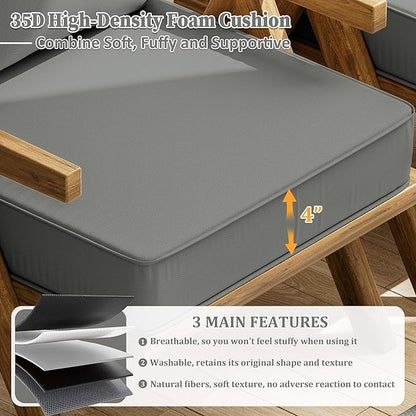 Outdoor Seat Cushion Set 22 L × 22 W × 4 H Inch Waterproof & Fade Resistant - Image 3