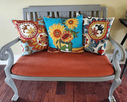 Turquoise Van Gogh Sunflower Pillow Cover Teal Floral Sofa Pillowcase Flower - Image 3