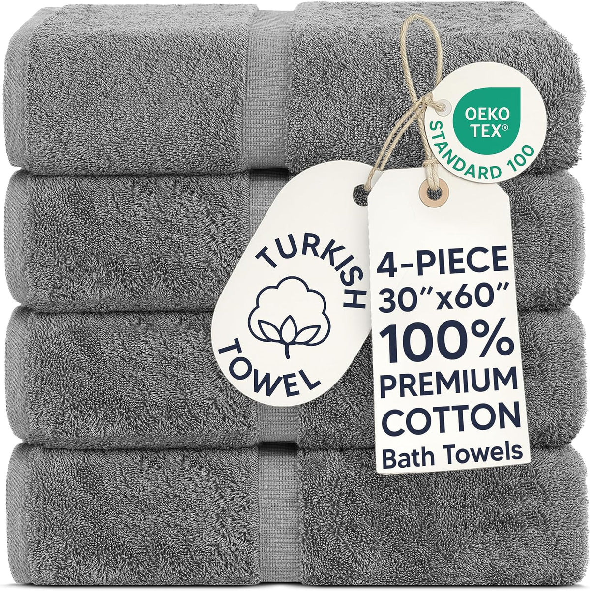 chakir turkish linens 100% cotton 4-pack bath towels, main product view