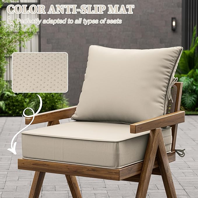 Outdoor Seat Cushion Set 24 L × 24 W × 5 H Inch Waterproof & Fade Resistant - Image 6