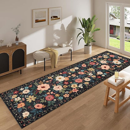 DUKINO 3x10 Runner Rug for Hallway, Washable Kitchen Floral Runner Rug - Image 3