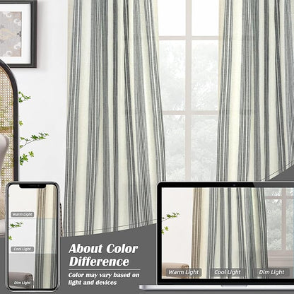 DriftAway Farmhouse Vertical Striped Linen Blend Textured Light Filtering Semi - Image 7