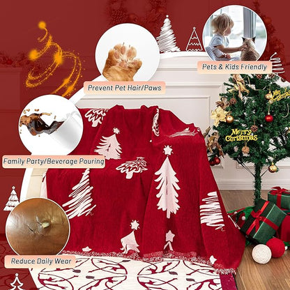 MYSKY HOME 71X134 inches Sofa Christmas Couch Cover, Sectional Sofa Covers Sofa - Image 2