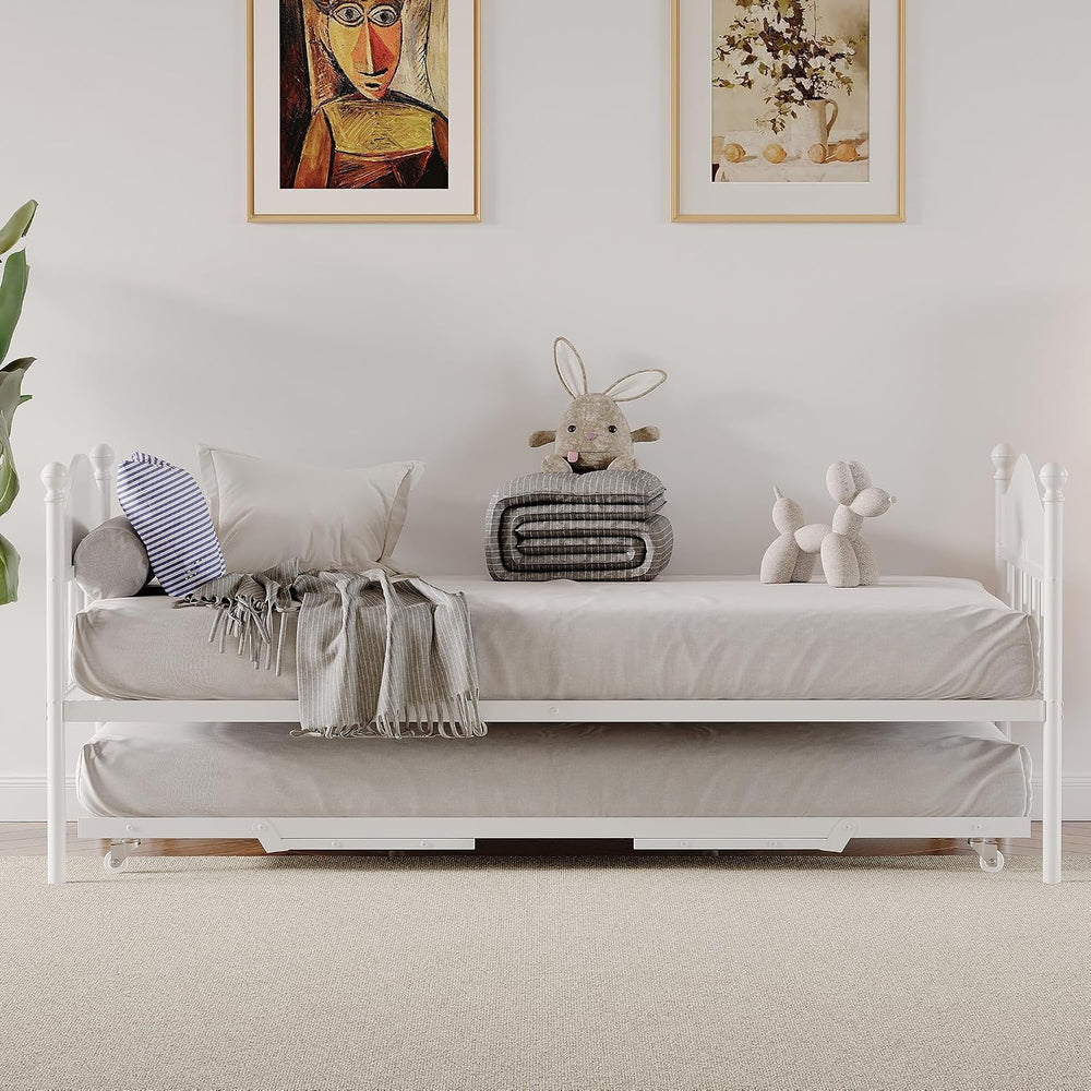 Garvee Twin Daybed with Trundle, Twin Bed Frame with with Stylish Headboard